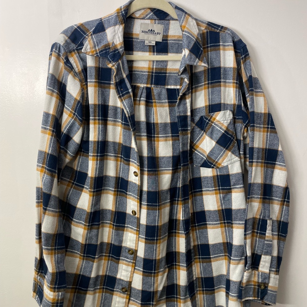 North River Blue and White Plaid Shirt